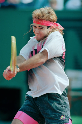 <i>Andre Agassi hitting a backhand. Photograph: Pierre Verdy -- AFP/Getty Images</i>