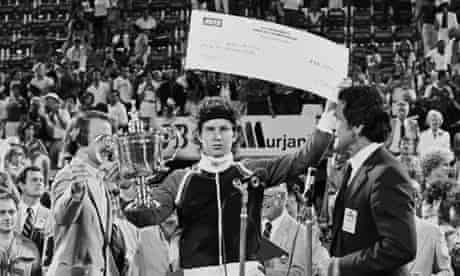 <i>John McEnroe after the 1980 US Open final. Photograph: Diego Goldberg/Sygma/Corbis</i>